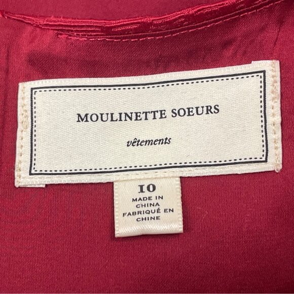 Moulinette Soeurs Sleeveless Red Textured Dress Women’s Embellished Neck Sz 10 - Picture 7 of 9